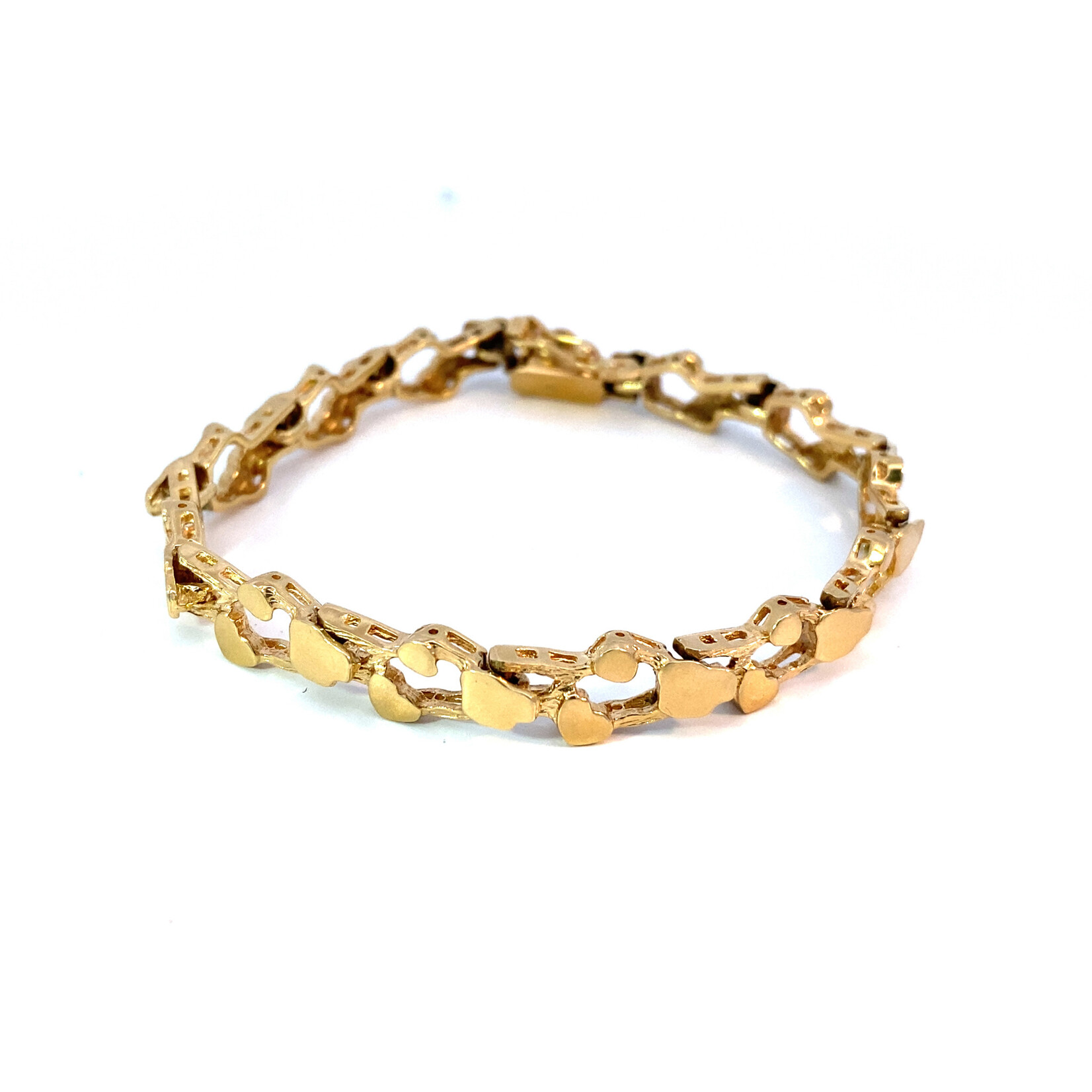 14K Yellow gold 7" Nugget link bracelet