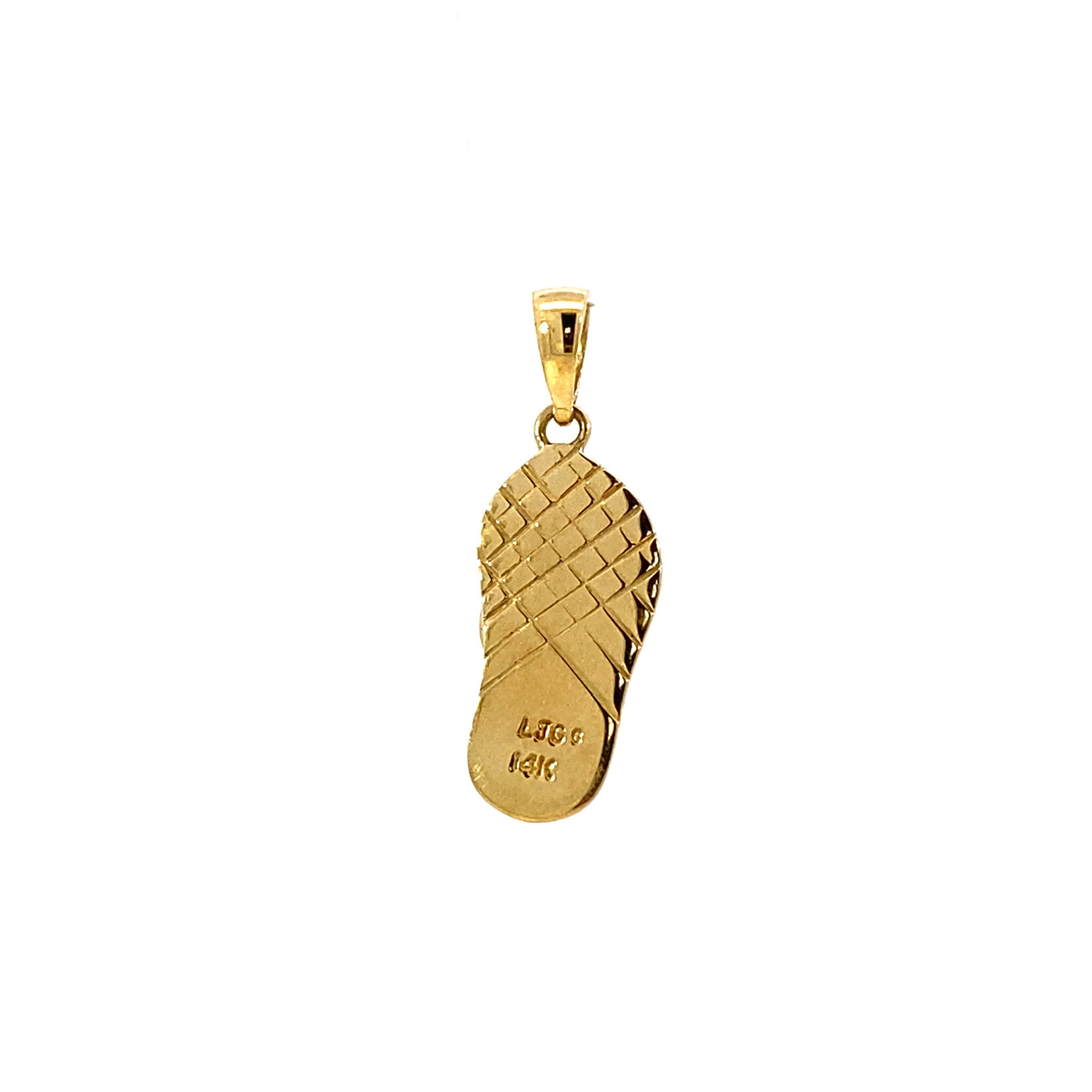14K Yellow Gold Flip Flop w/ white stones pendant