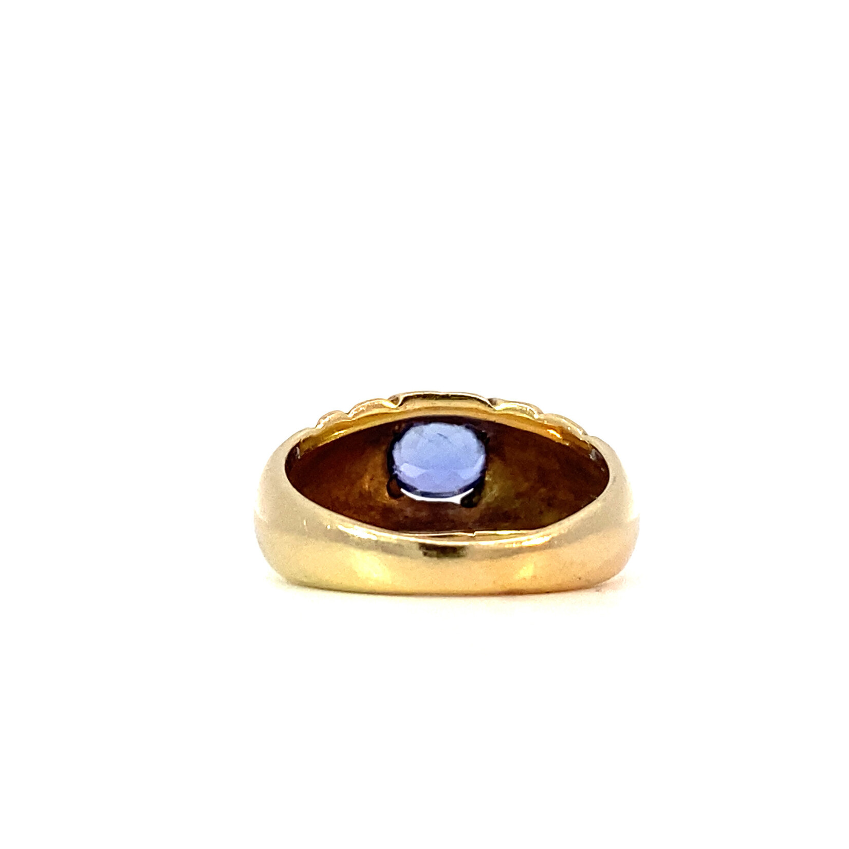 14K Yellow Gold Engraved Tanzanite Ring size 5.75