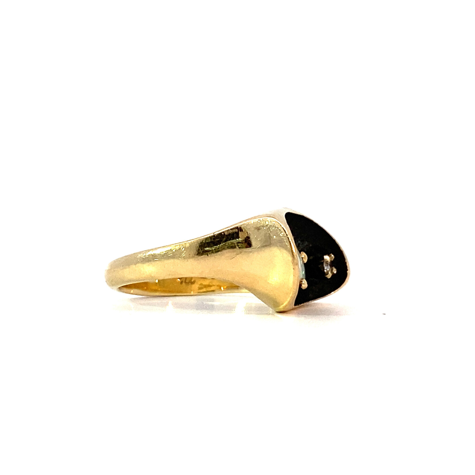 14K Yellow Gold Opal diamond Ring sz4.5