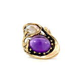 14K Yellow Gold Amethyst & Mabe Ring size 5.5