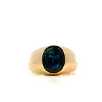14K Yellow Gold 10x8mm Sapphire signet ring sz8.5 (TESTED)