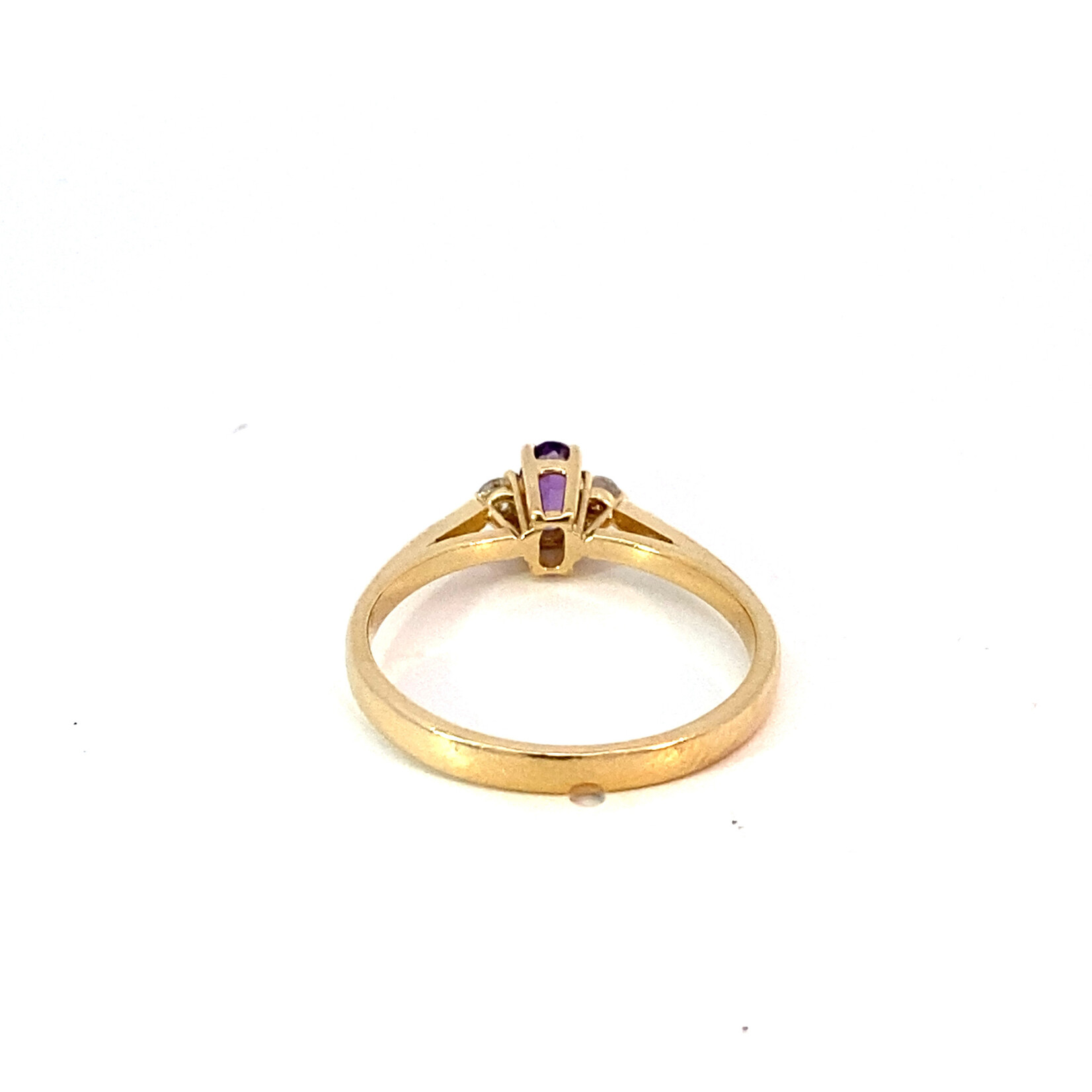 14K Yellow Gold Purple & White Stone Ring size 6.5