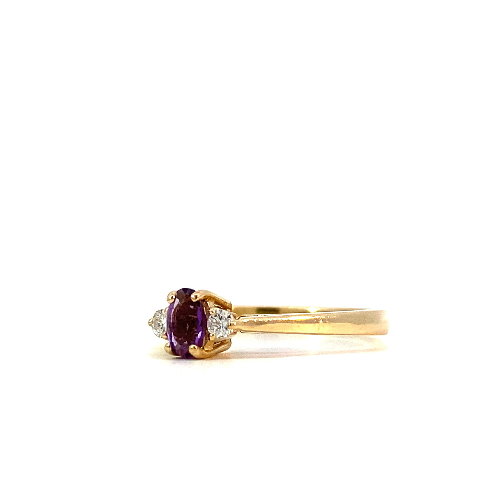 14K Yellow Gold Purple and white stone ring sz6.5