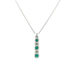 14K White Gold 18" Emerald Diamond necklace E.36ctw D.25twVS