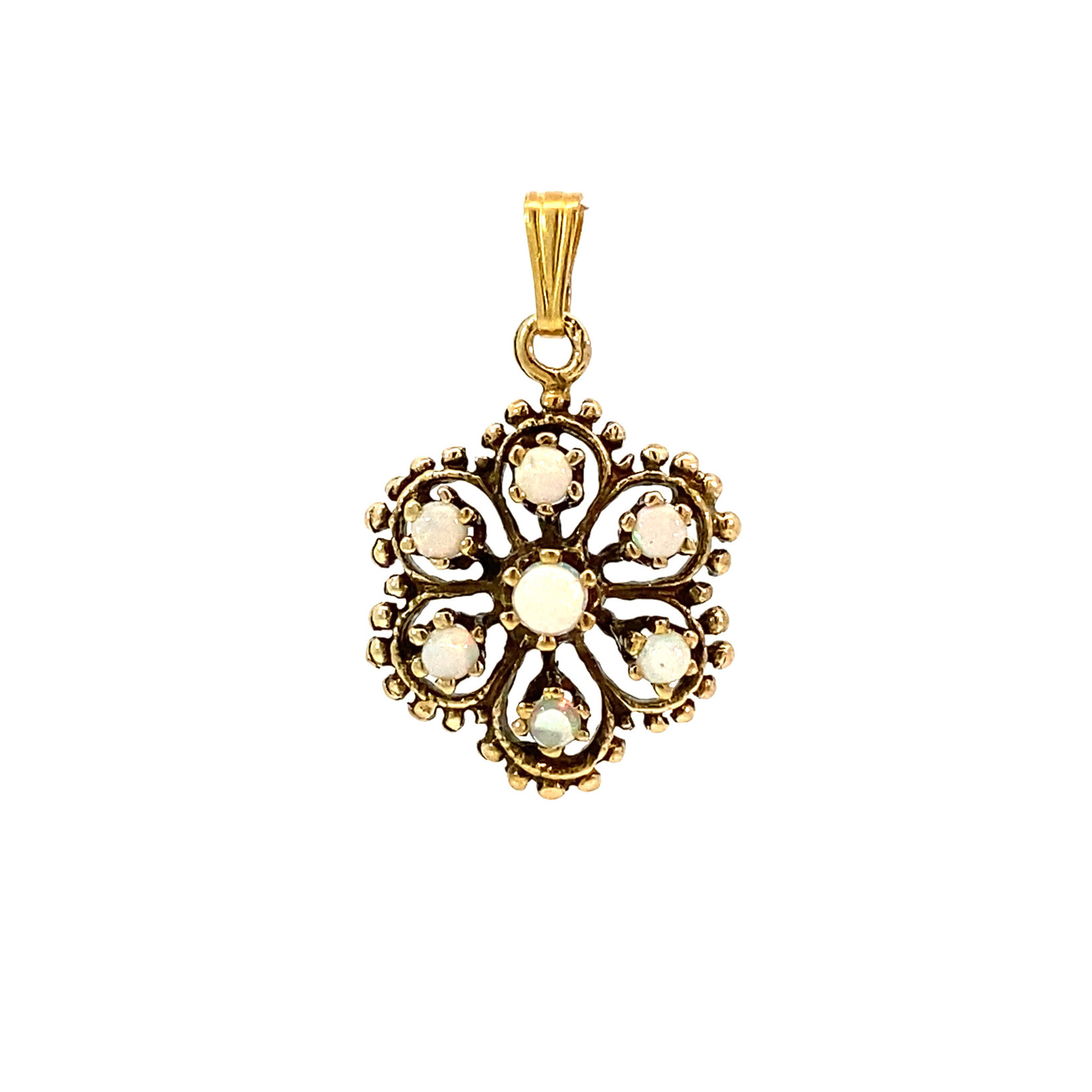 14K Yellow Gold "Opal" Flower pendant