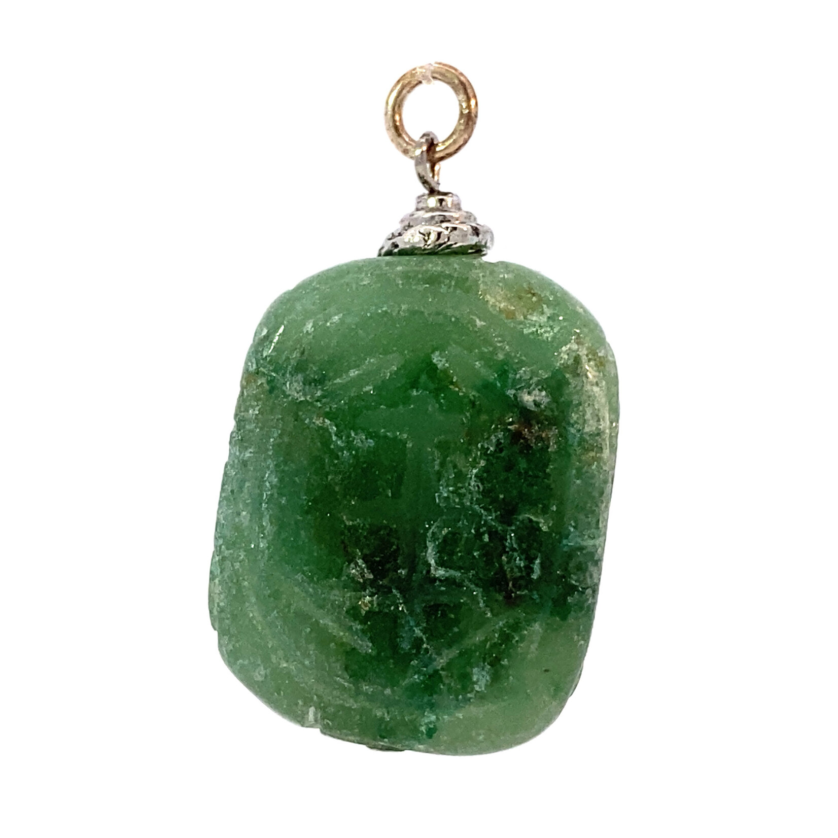 Sterling Silver Green stone pendant with Chinese Characters