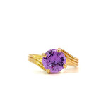 14K Yellow Gold Purple CZ Ring size 6.25