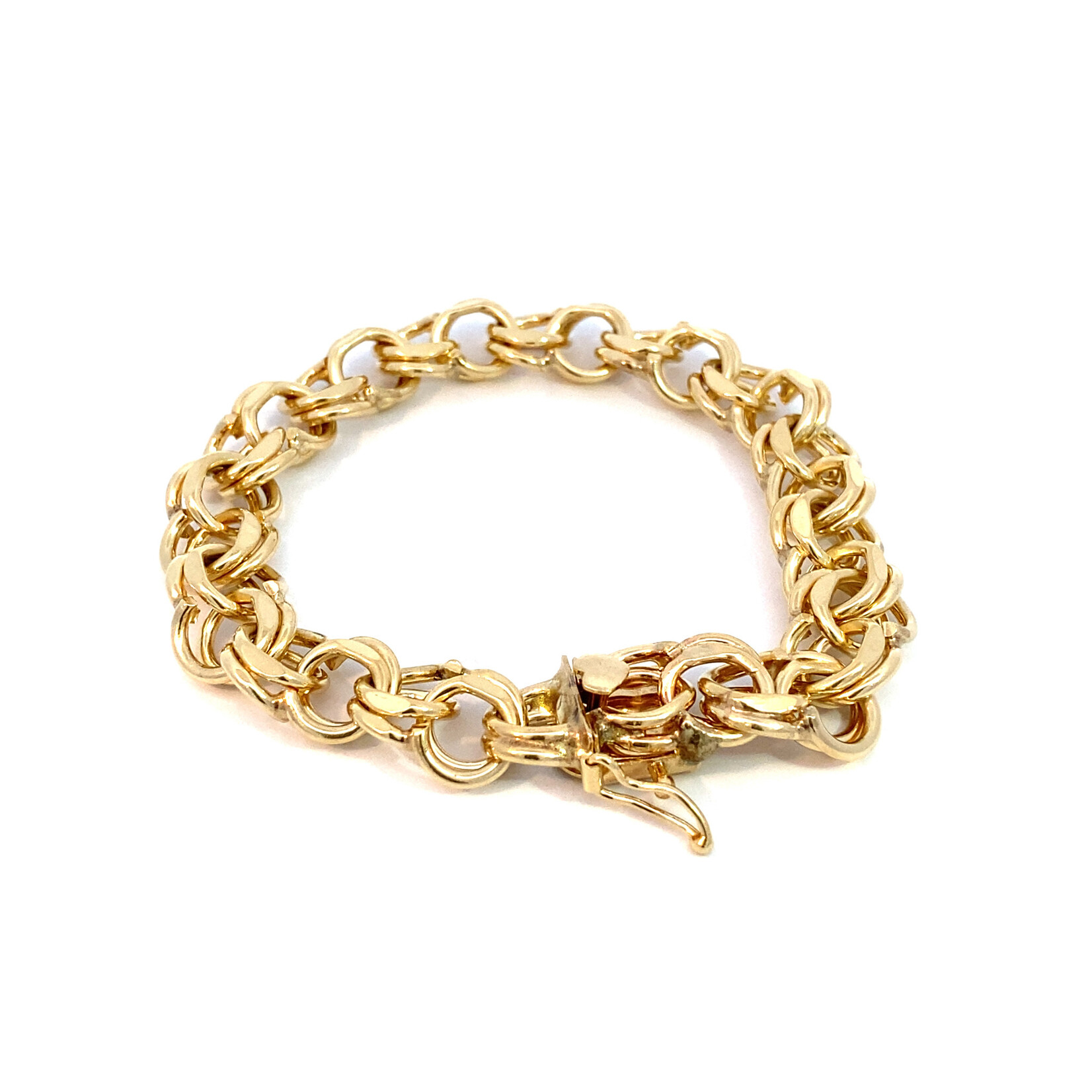 14K Yellow Gold 7" Double Link Charm Bracelet