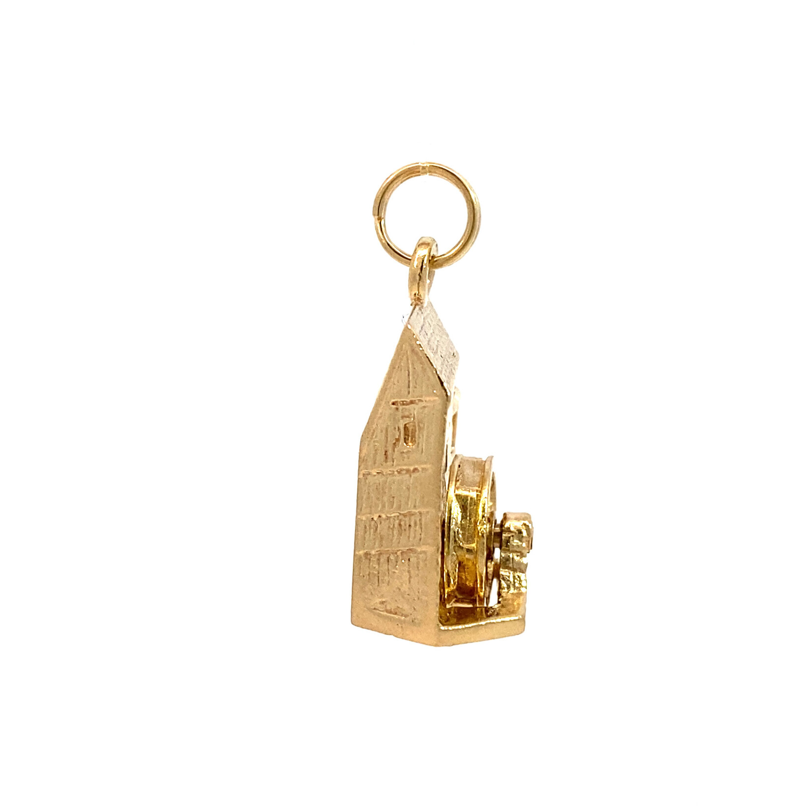 14K Yellow Gold Mill with Articulated Water Wheel Charm