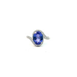 14K White Gold Tanzanite Diamond ring size 6.75 D.39cttw VS T2.52cts