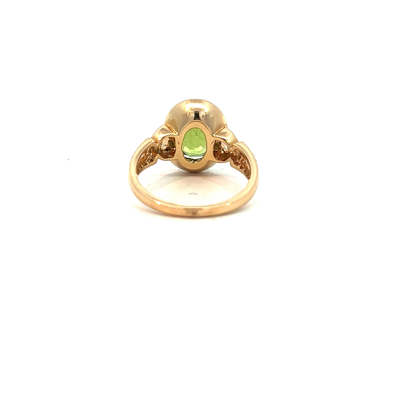 14K Yellow Gold Peridot Diamond ring size 6.75 D.23cttw VS P2.72cts