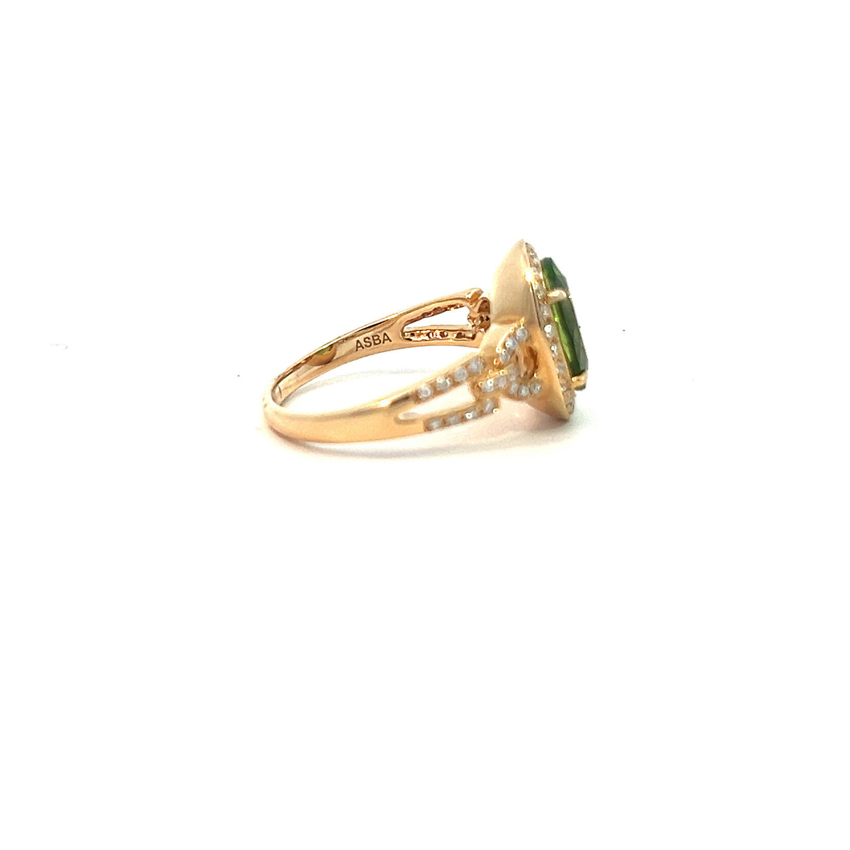 14K Yellow Gold Peridot Diamond ring size 6.75 D.23cttw VS P2.72cts