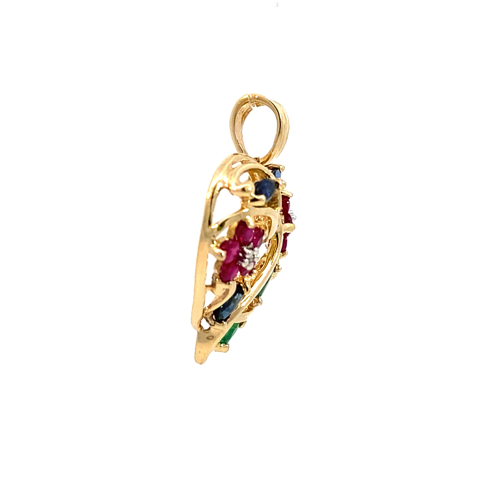 10K Yellow Gold Multi-Gemstone Heart Pendant