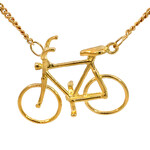 18K Yellow Gold 16" Stationary Curb chain w/ bicycle