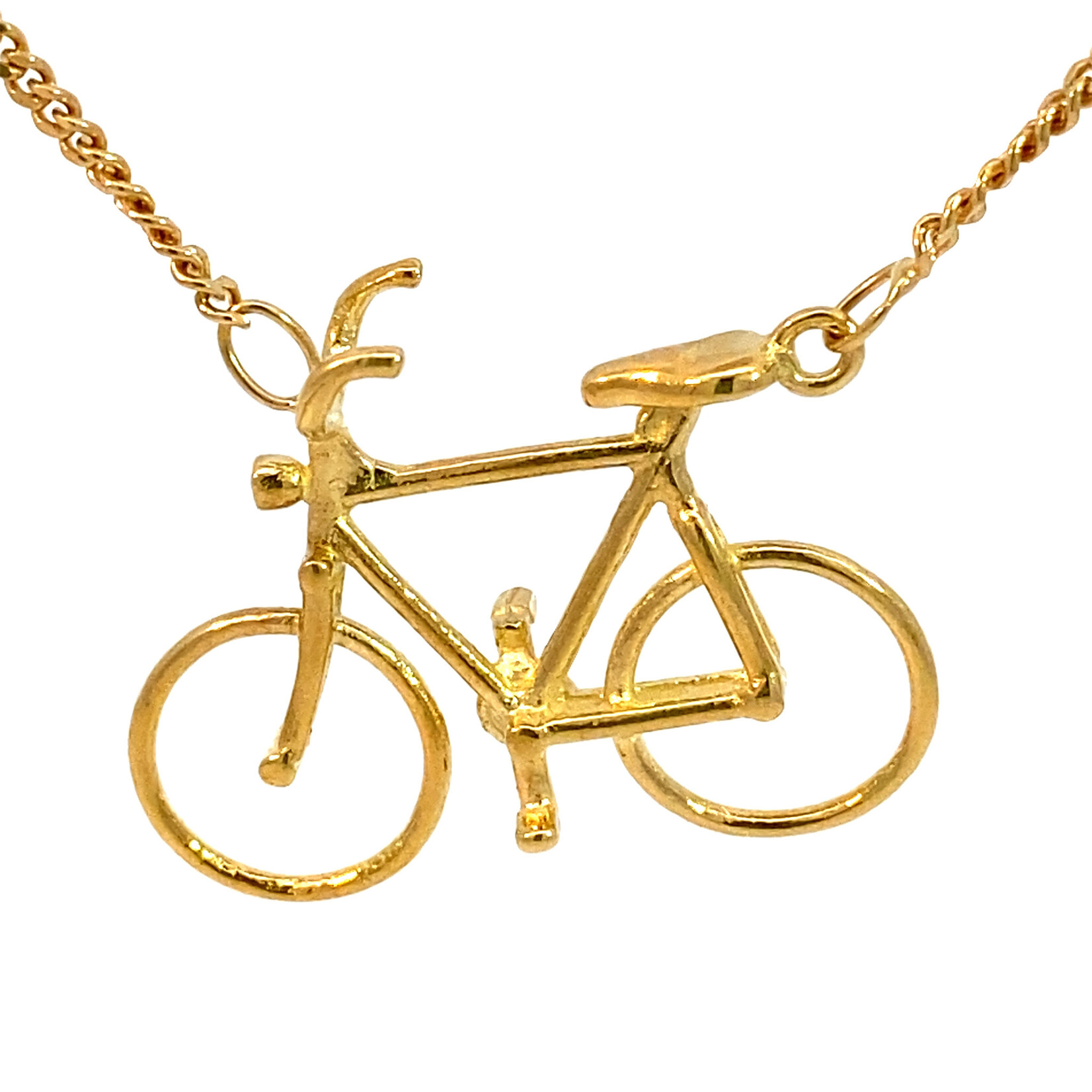 18K Yellow Gold 16" Stationary Curb chain w/ bicycle