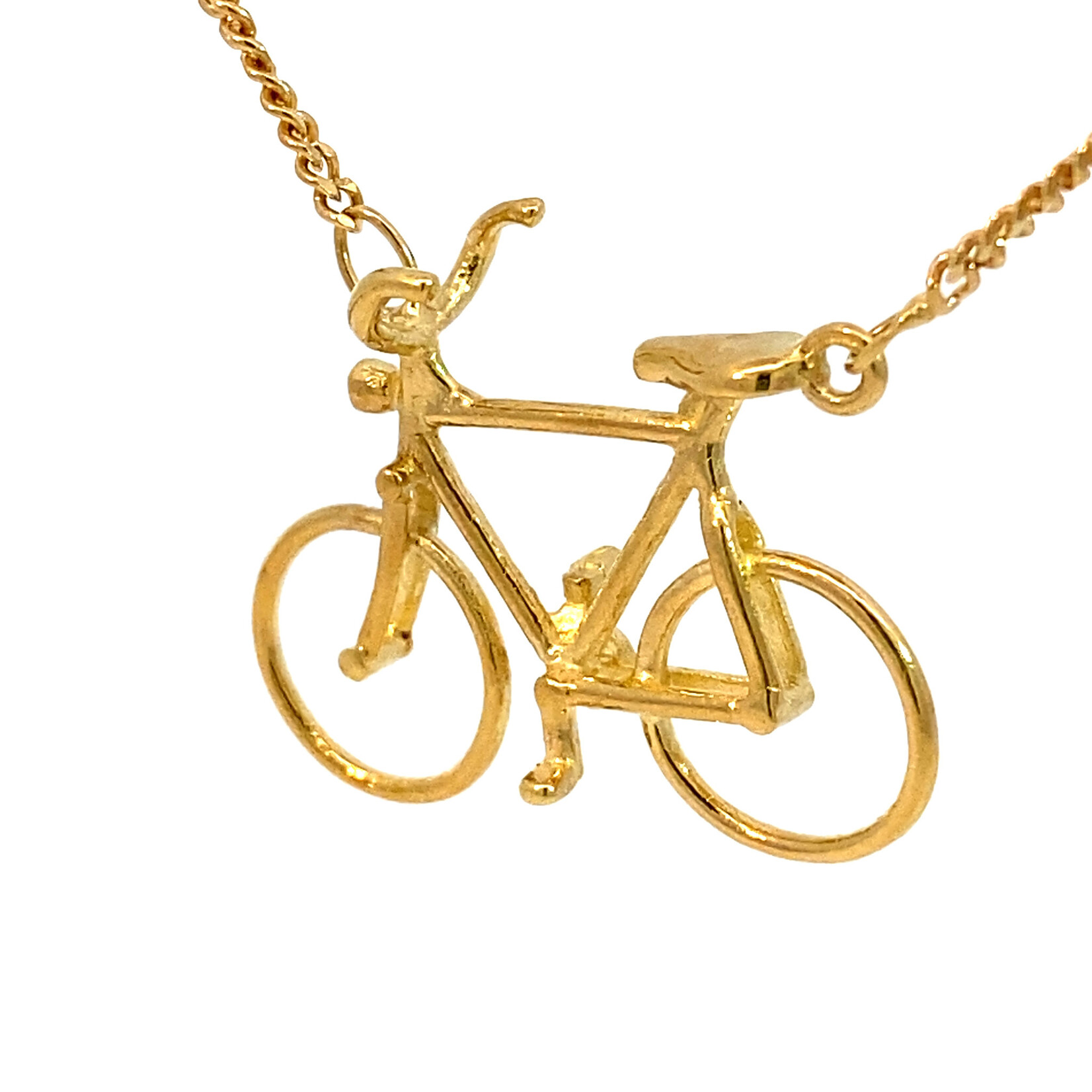 18K Yellow Gold 16" Stationary Curb chain w/ bicycle
