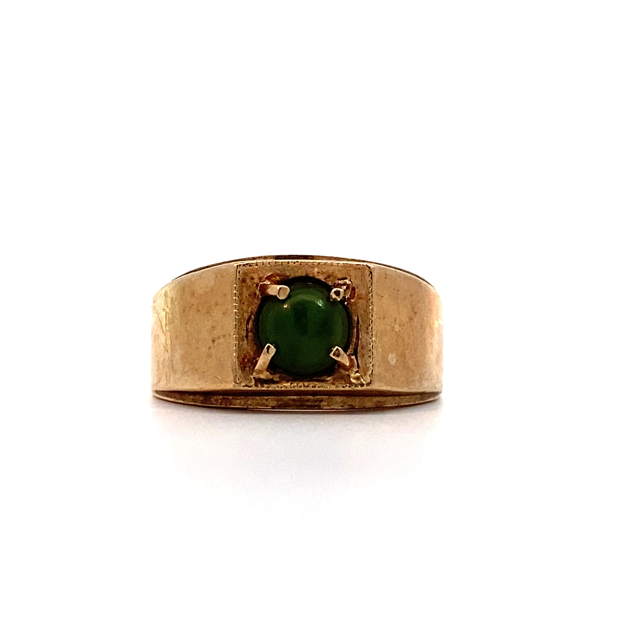 R3436 10KY Green Stone Ring sz7.5 - Lehua Jewelers
