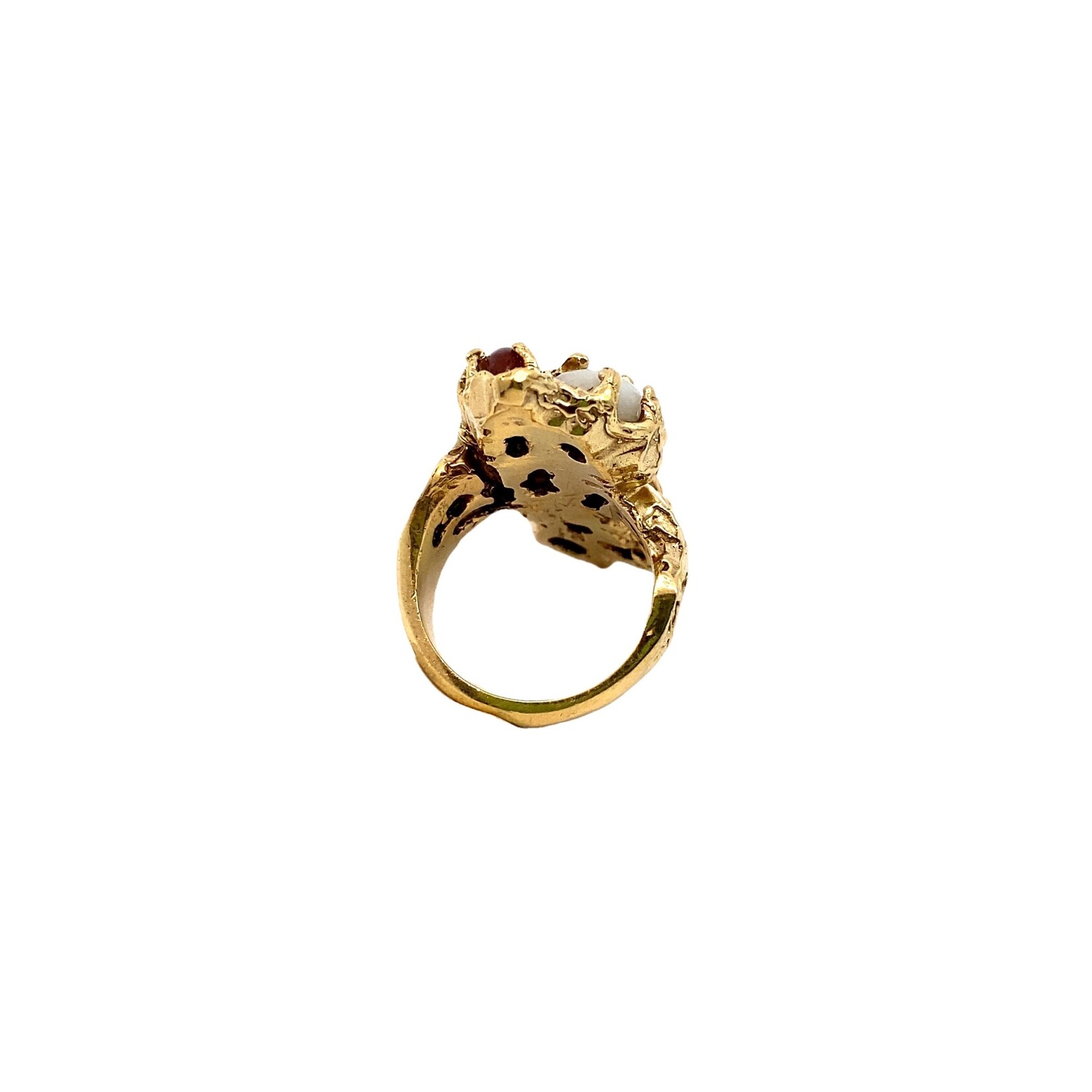 14K Yellow Gold Multi-Color Jade Ring size 5.5