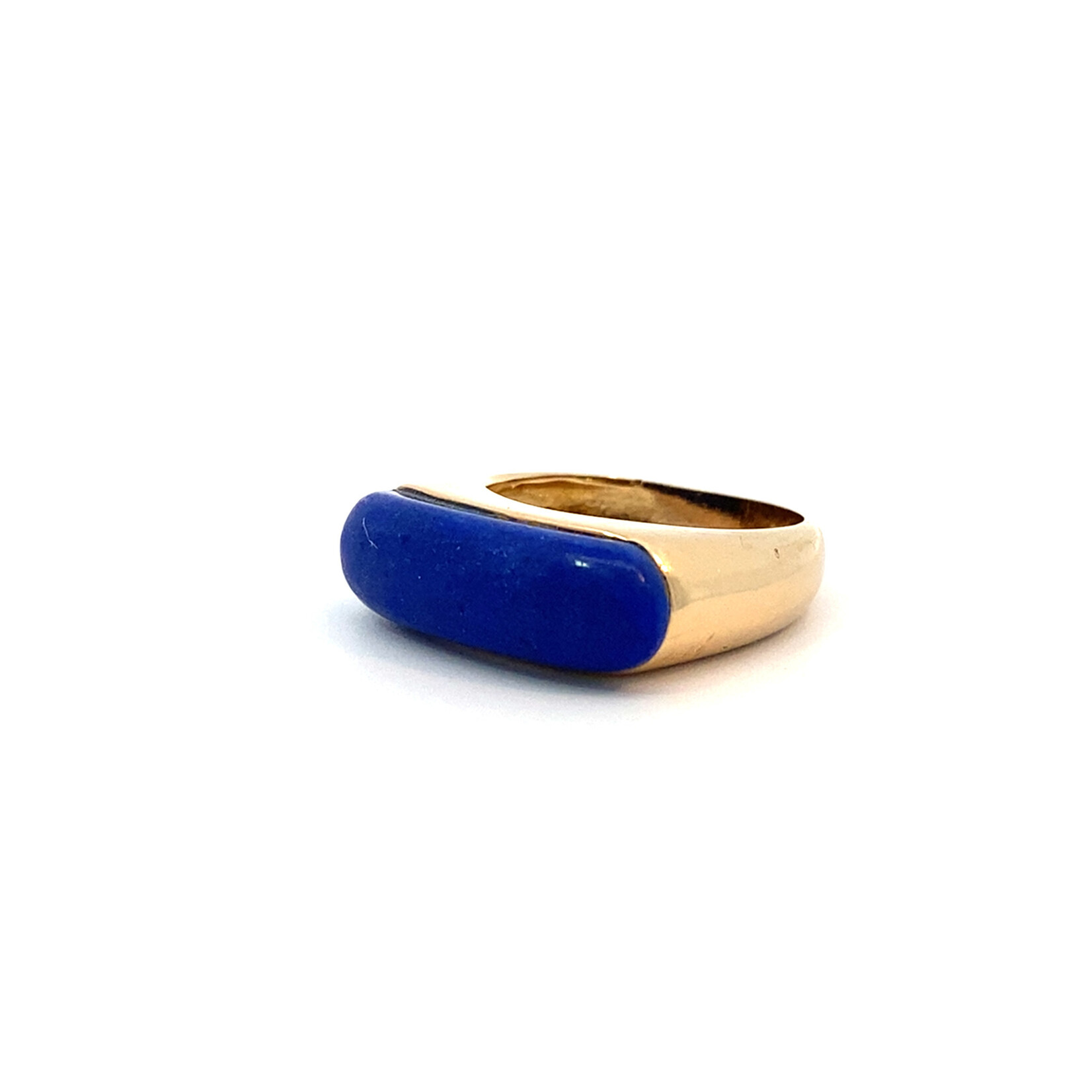 14K Yellow Gold Lapis Saddle Ring size 5.25