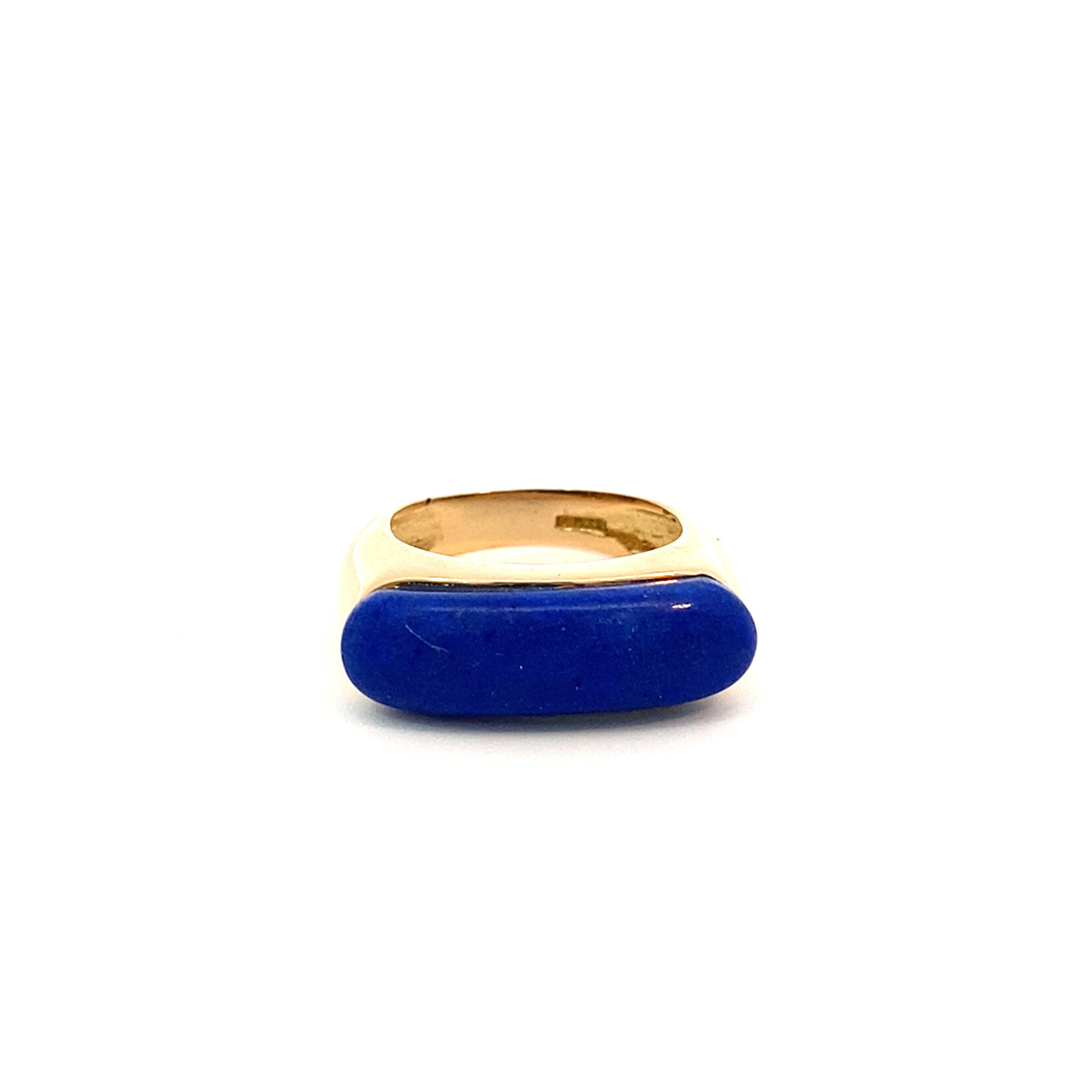 14K Yellow Gold Lapis Saddle Ring size 5.25
