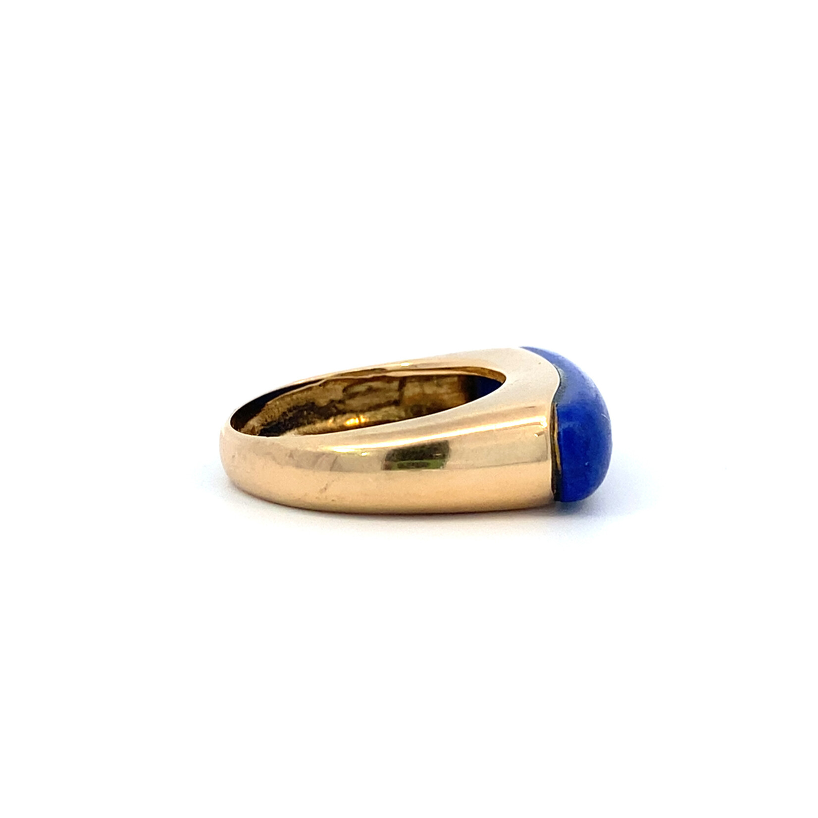 14K Yellow Gold Lapis Saddle Ring size 5.25