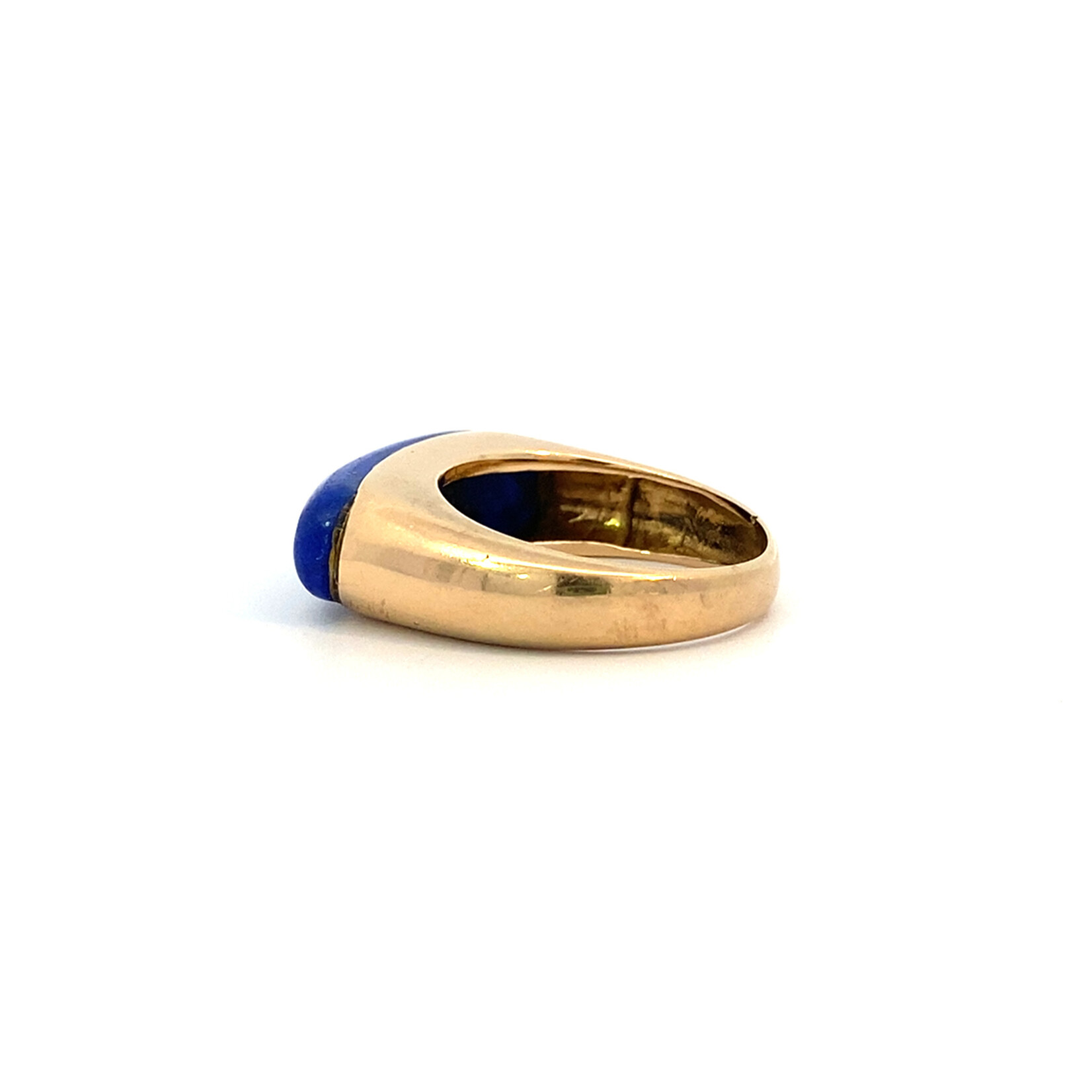 14K Yellow Gold Lapis Saddle Ring size 5.25