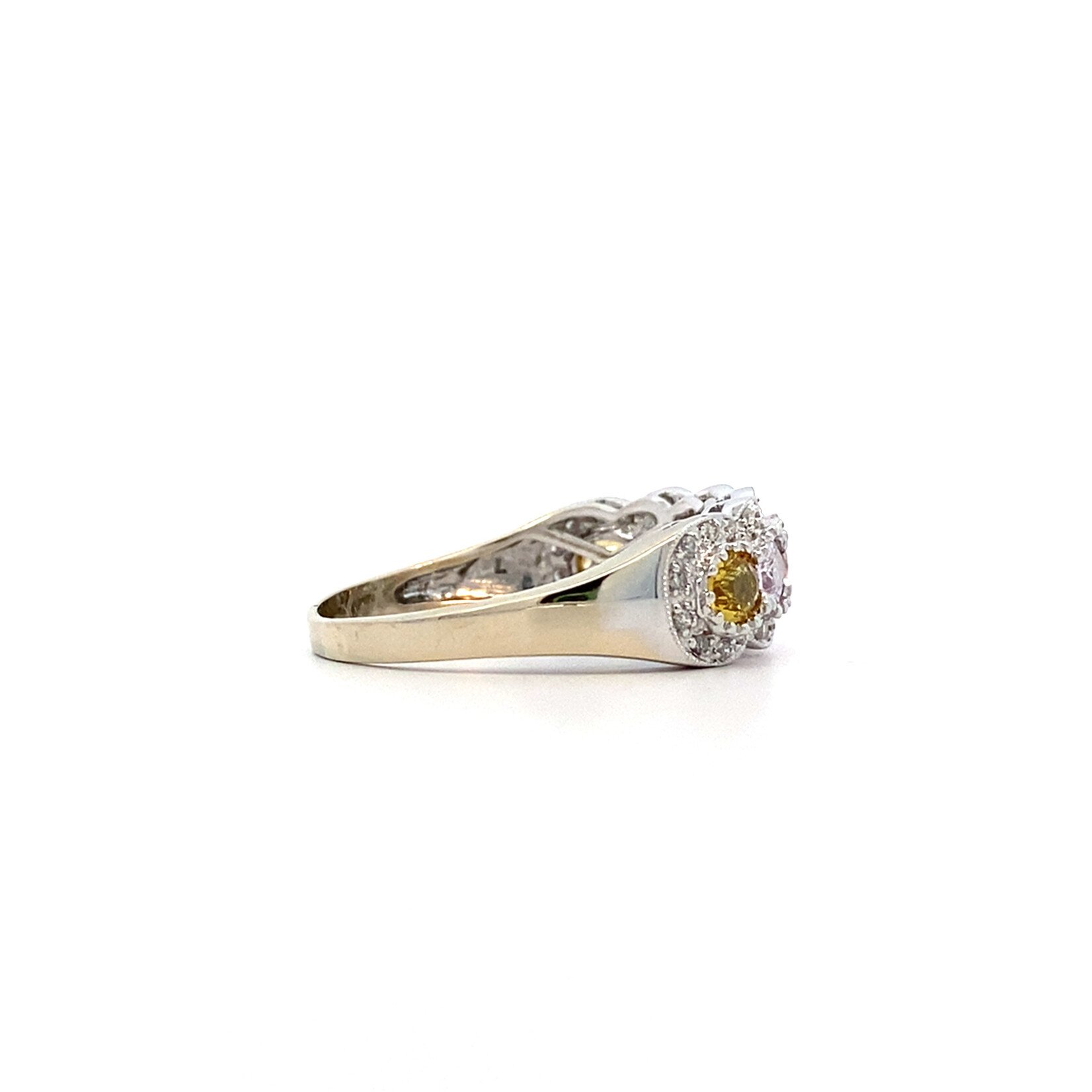 14K White Gold Multi-Color Sapphire Ring size 8.75