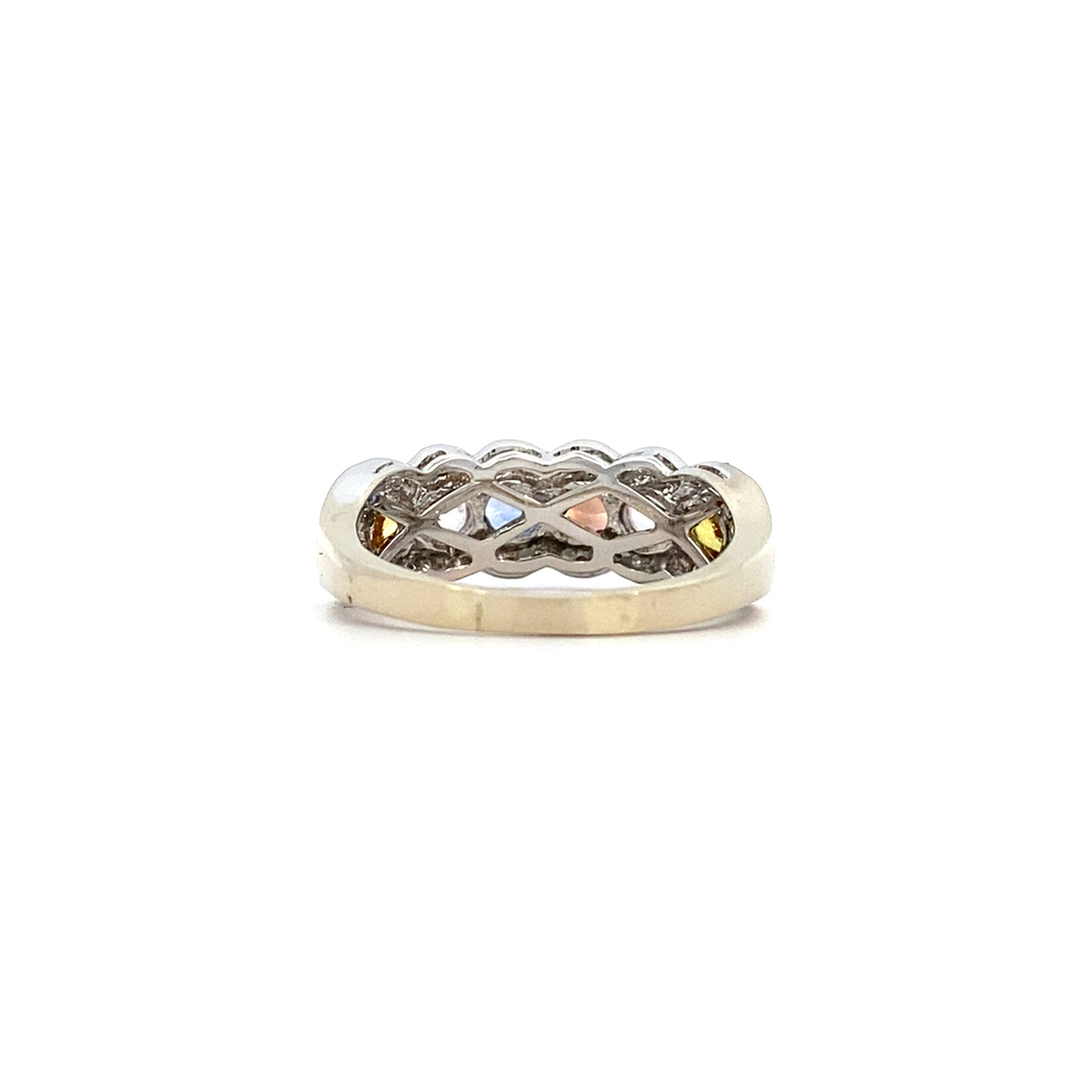 14K White Gold Multi-Color Sapphire Ring size 8.75