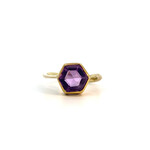 14K Yellow Gold Hex Amethyst Ring size 9