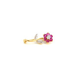 14K Yellow Gold Pink Sapphire Flower Pin