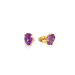 14K Yellow Gold Oval Pink Sapphire Earrings