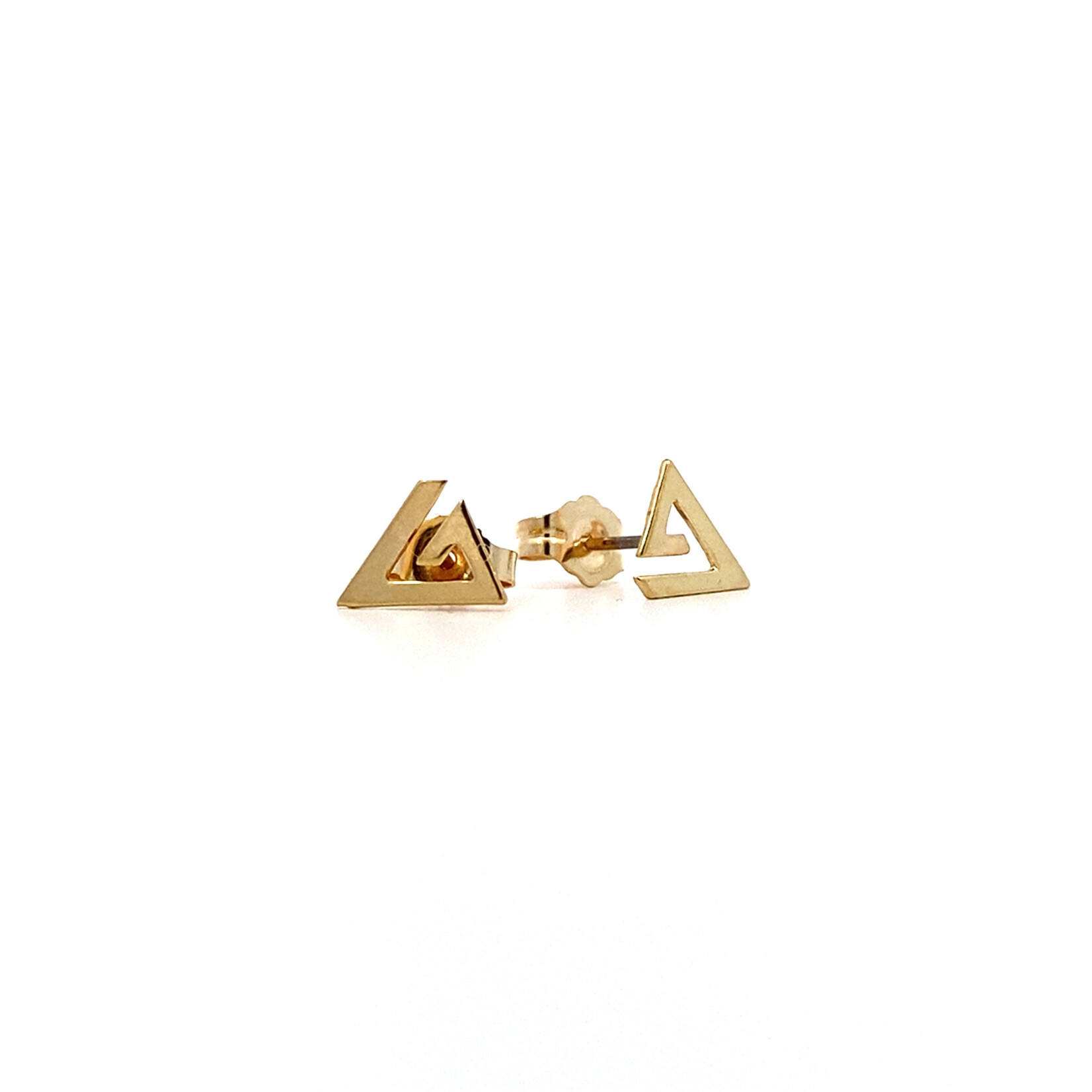 14K Yellow Gold Triangle Studs