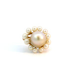 14K Yellow Gold MINGS White Pearl Cluster Ring size 6