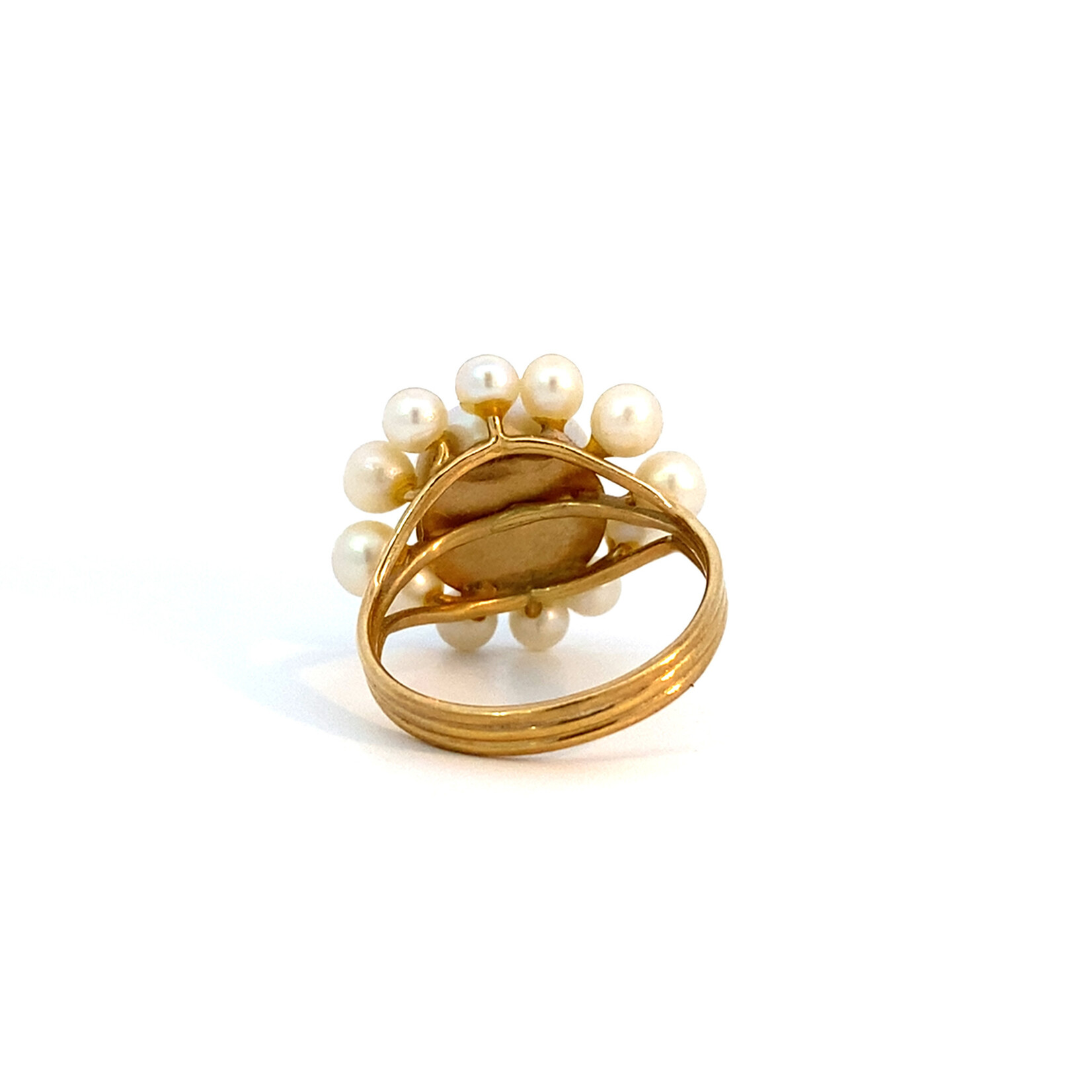14K Yellow Gold MINGS White Pearl Cluster Ring size 6