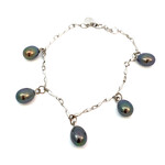 Sterling Silver 6" Dyed Pearl Bracelet