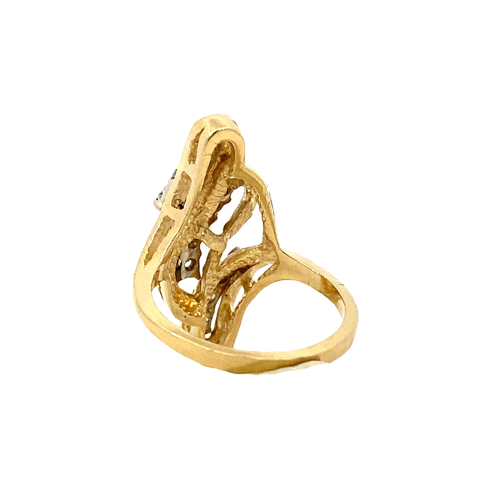 14K Yellow Gold Freeform Diamond Ring size 5.75 D+/-.30cttw