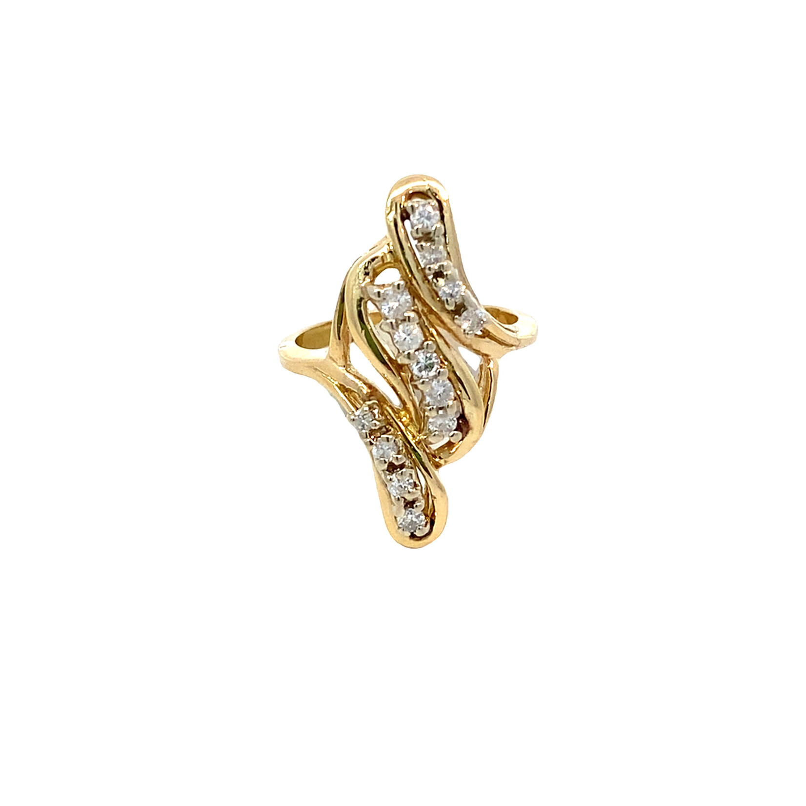 14K Yellow Gold Freeform Diamond Ring size 5.75 D+/-.30cttw