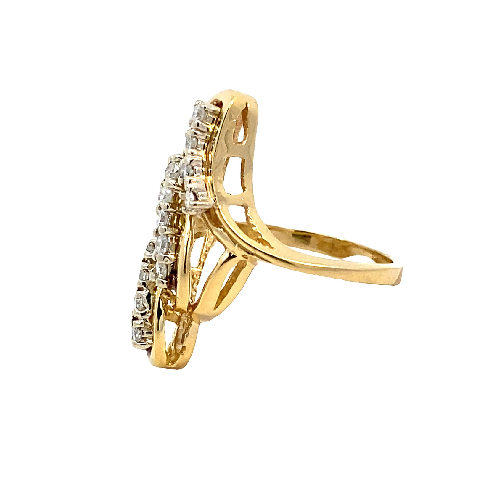 14K Yellow Gold Freeform Diamond Ring size 5.75 D+/-.30cttw