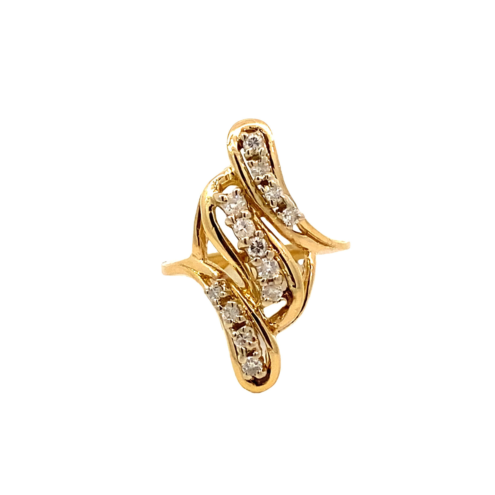 14K Yellow Gold Freeform Diamond Ring size 5.75 D+/-.30cttw