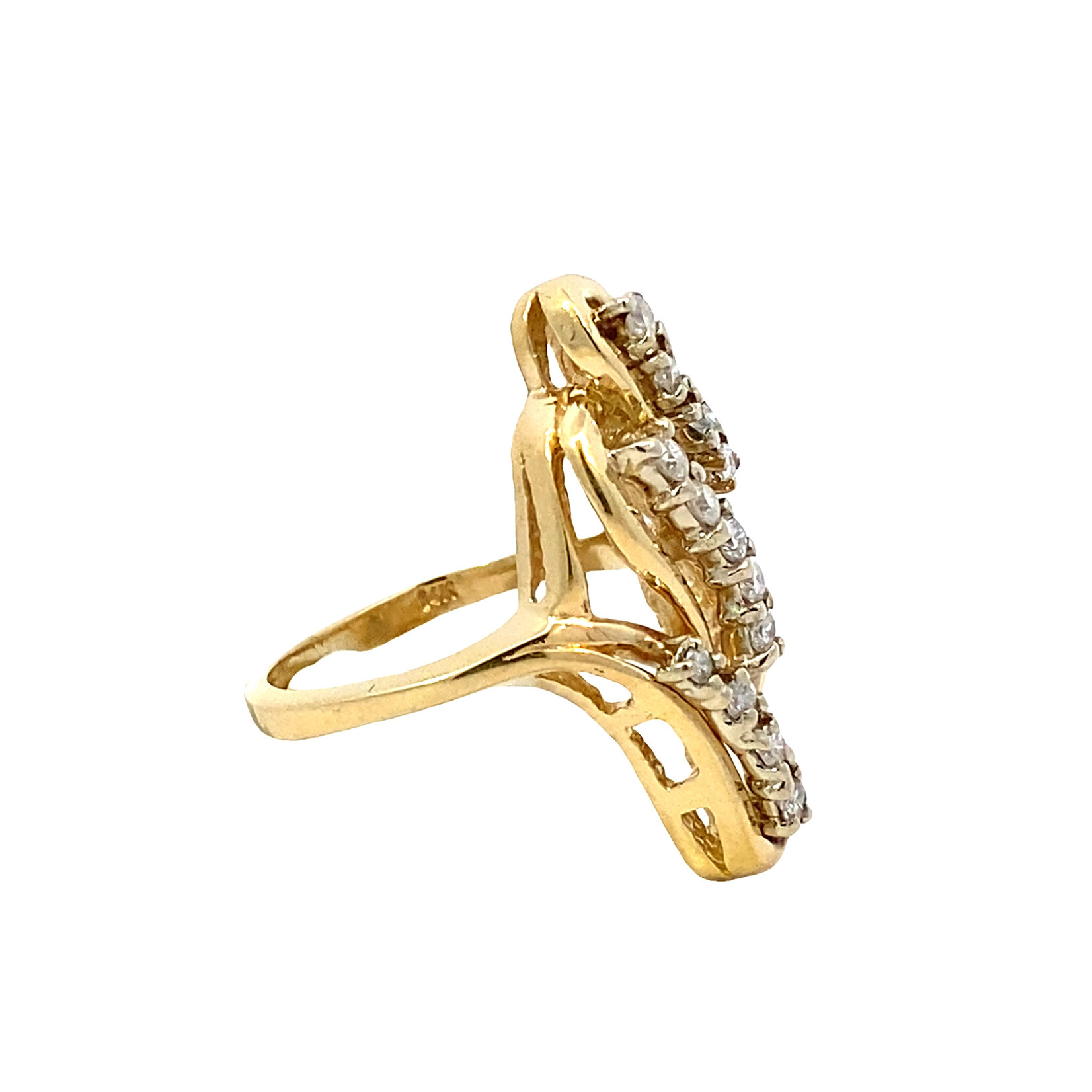 14K Yellow Gold Freeform Diamond Ring size 5.75 D+/-.30cttw