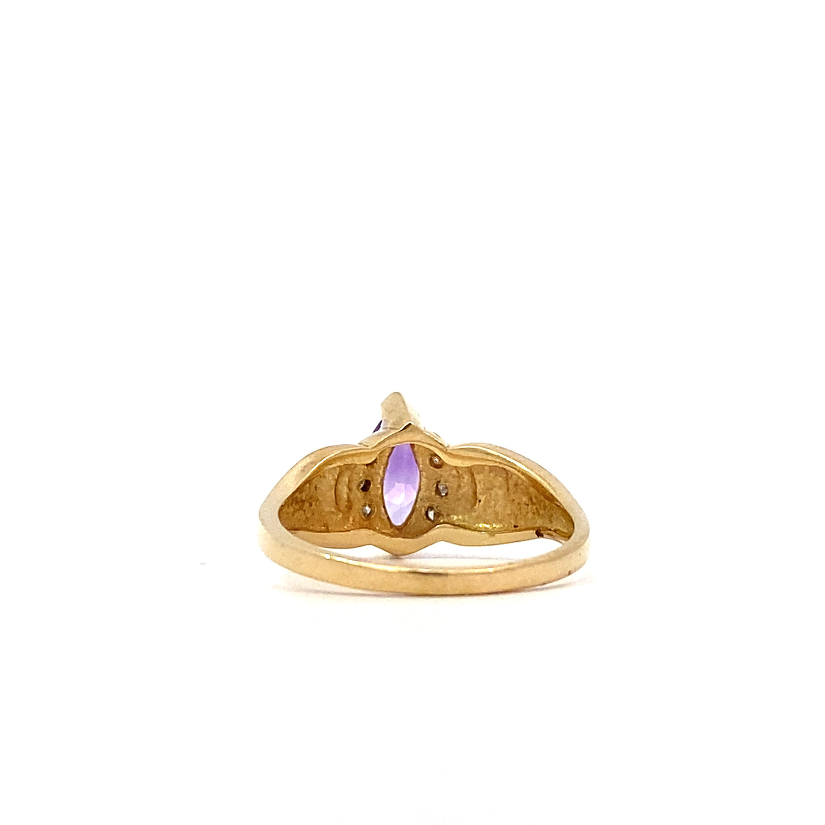 14K Yellow Gold Amethyst and Diamond Ring size 5