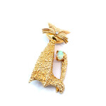 TBC10 14KY Cat Pin w/ Opal and Diamond