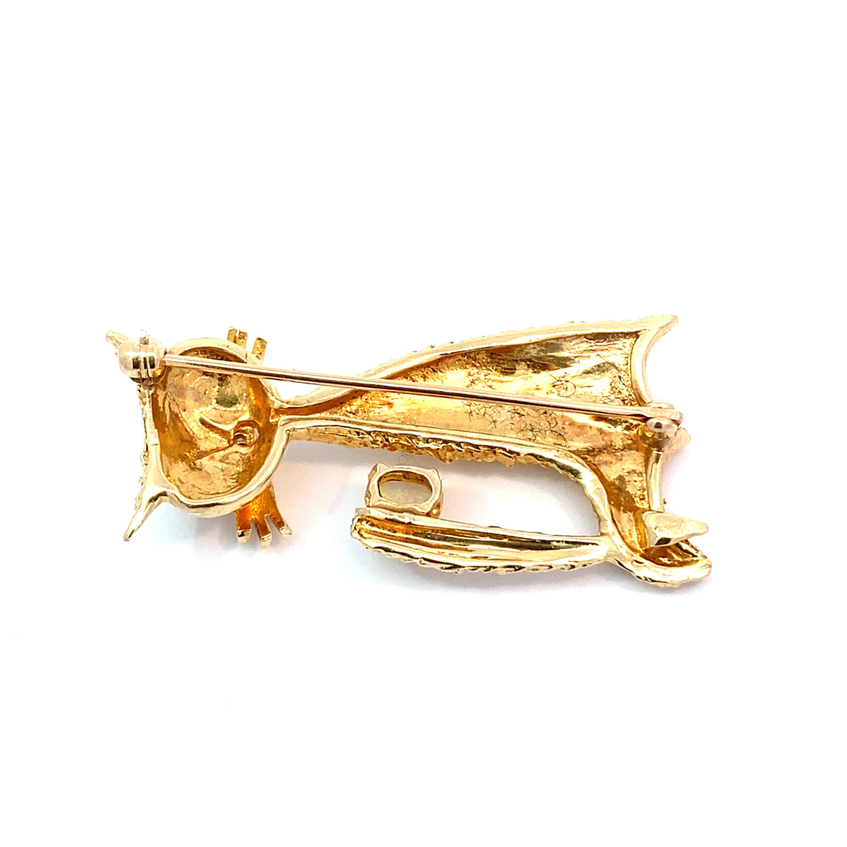TBC10 14KY Cat Pin w/ Opal and Diamond