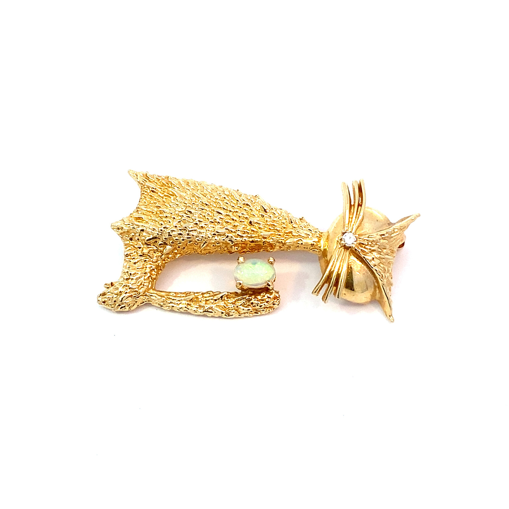 TBC10 14KY Cat Pin w/ Opal and Diamond