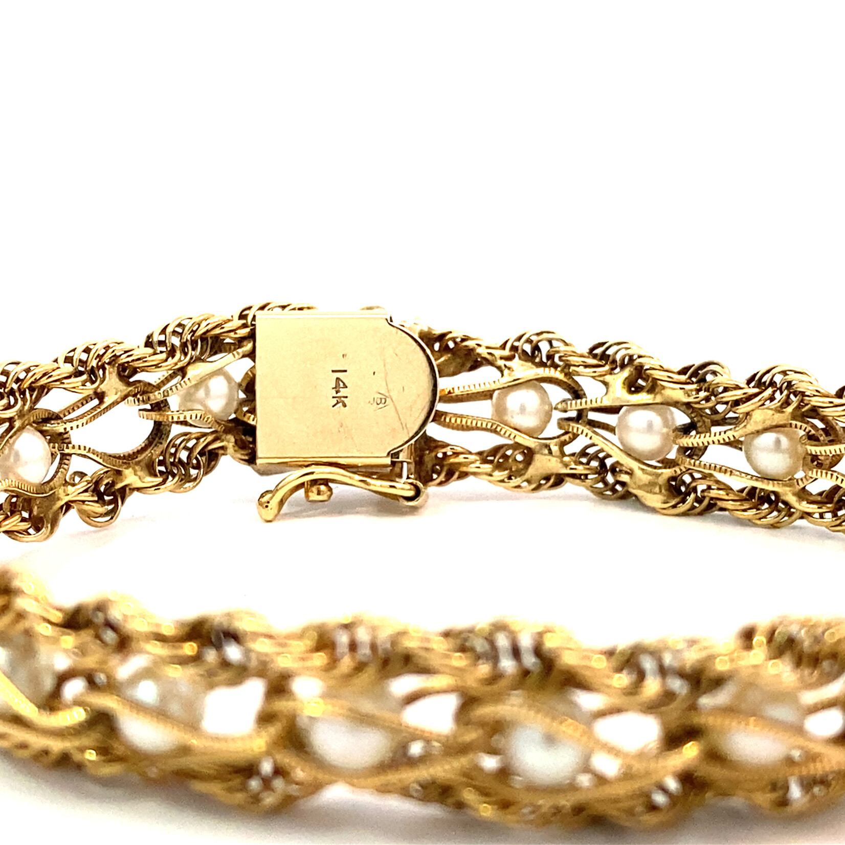 14K Yellow Gold 7" Akoya Pearl Rope Bracelet