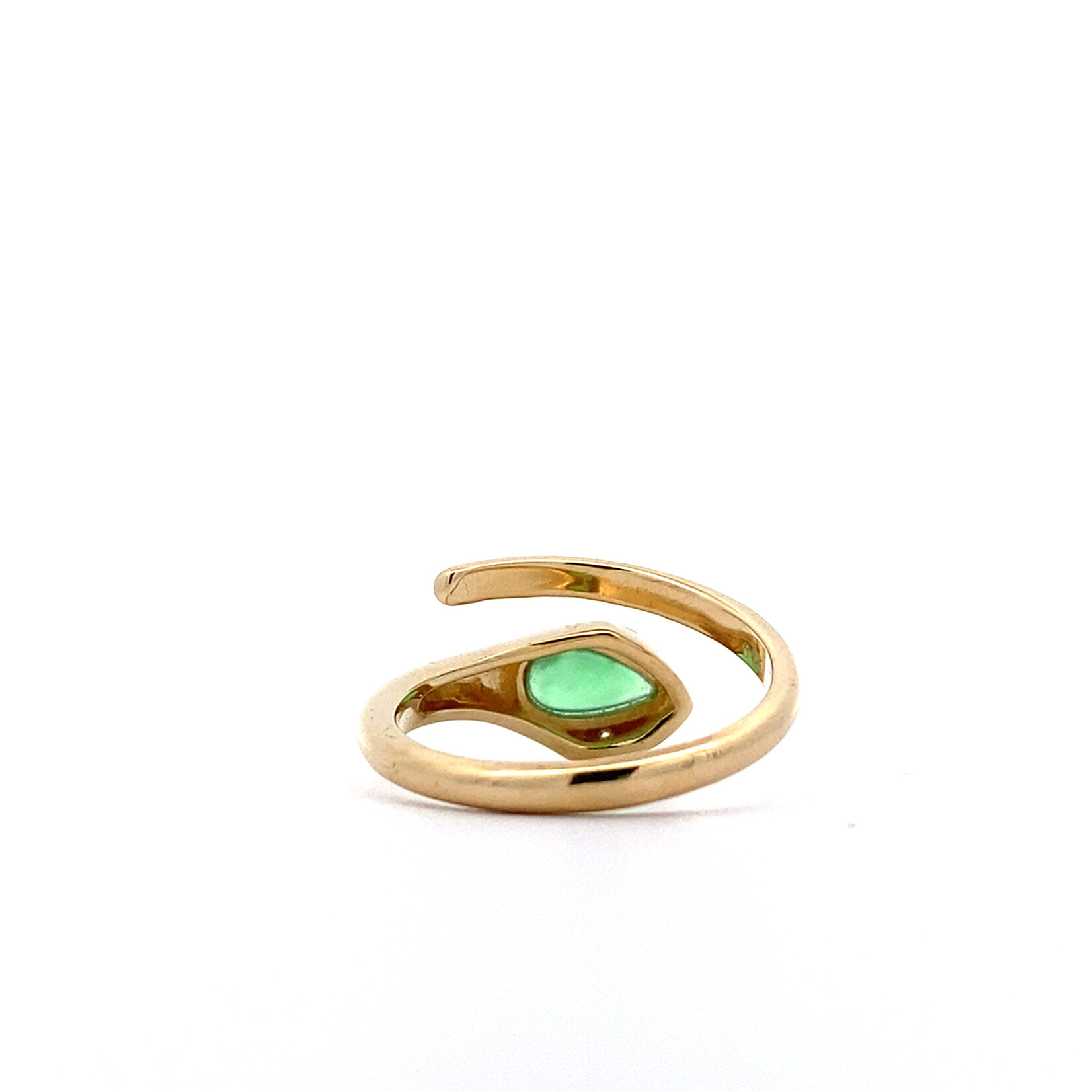 14K Yellow Gold Guatemalan Jade and Diamond Snake Ring sz7 D.03ct