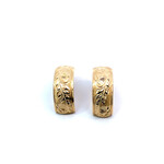 Ohia Lehua 14K Yellow Gold 8mm Barrel Light Ohia Lehua Half Hoop Earrings