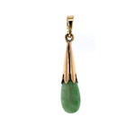 14K Yellow Gold Jade Tear Drop Pendant