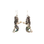 Sterling Silver Mermaid with Button Pearl Dangles